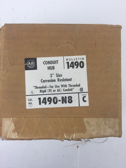ALLEN BRADELY 1490-N8 CONDUIT HUB 3" SIZE CORROSION RESISTANT SERIES C0