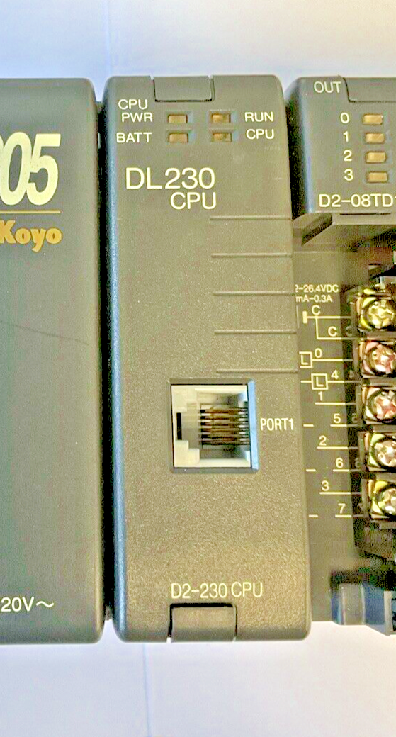 AUTOMATIONDIRECT D2-04B,DL230CPU,D2-08TDI,D2-08ND3(2) PLC RACK2