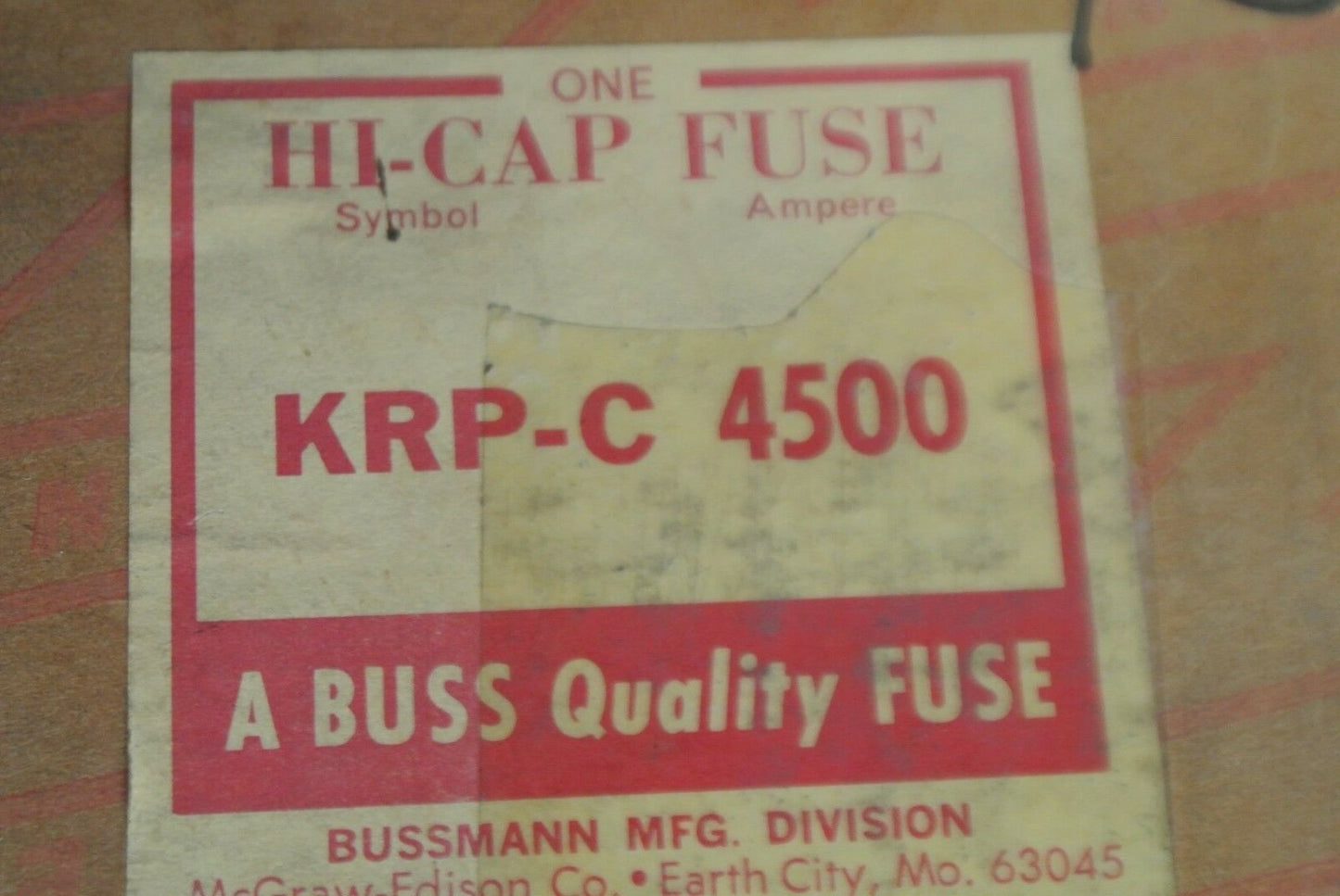 BUSS / BUSSMANN KRP-C 4500 HI-CAP FUSE / 4500A / 600V / NEW SURPLUS / KRP-C45006