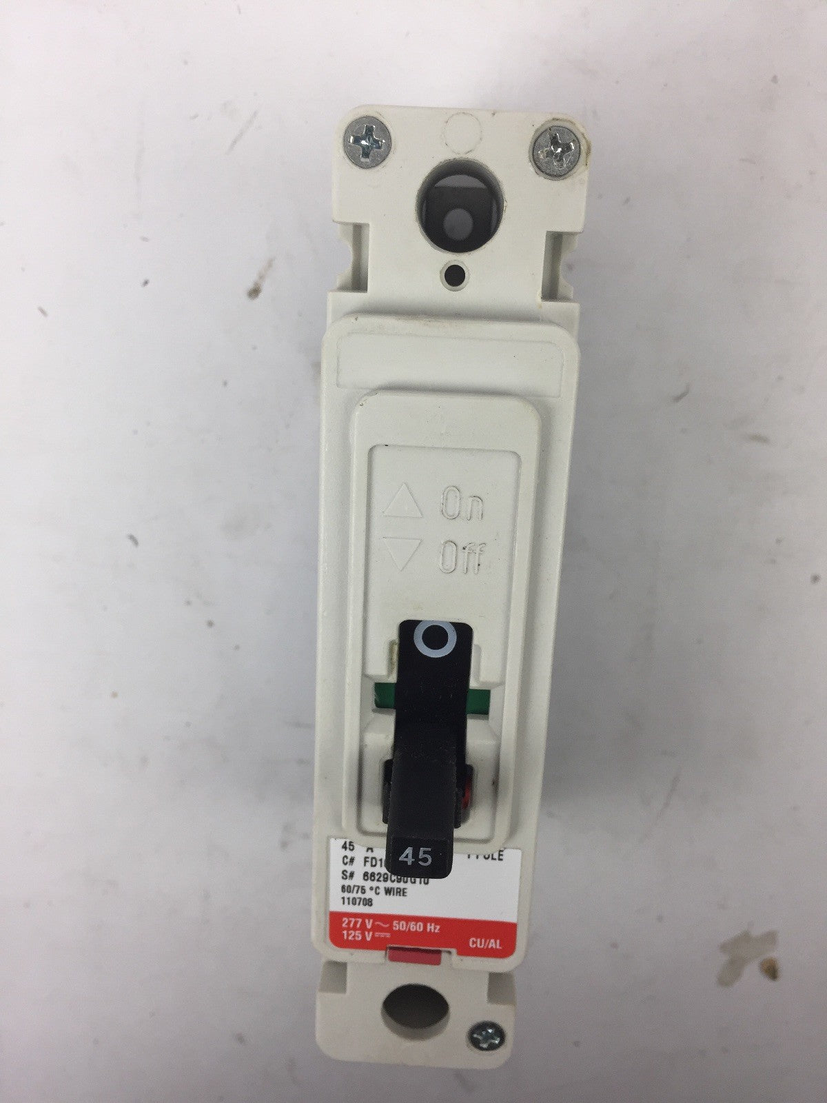 EATON FD1045 SERIES C INDUSTRIAL CIRCUIT BREAKER 45 AMP 277VAC 1 POLE3
