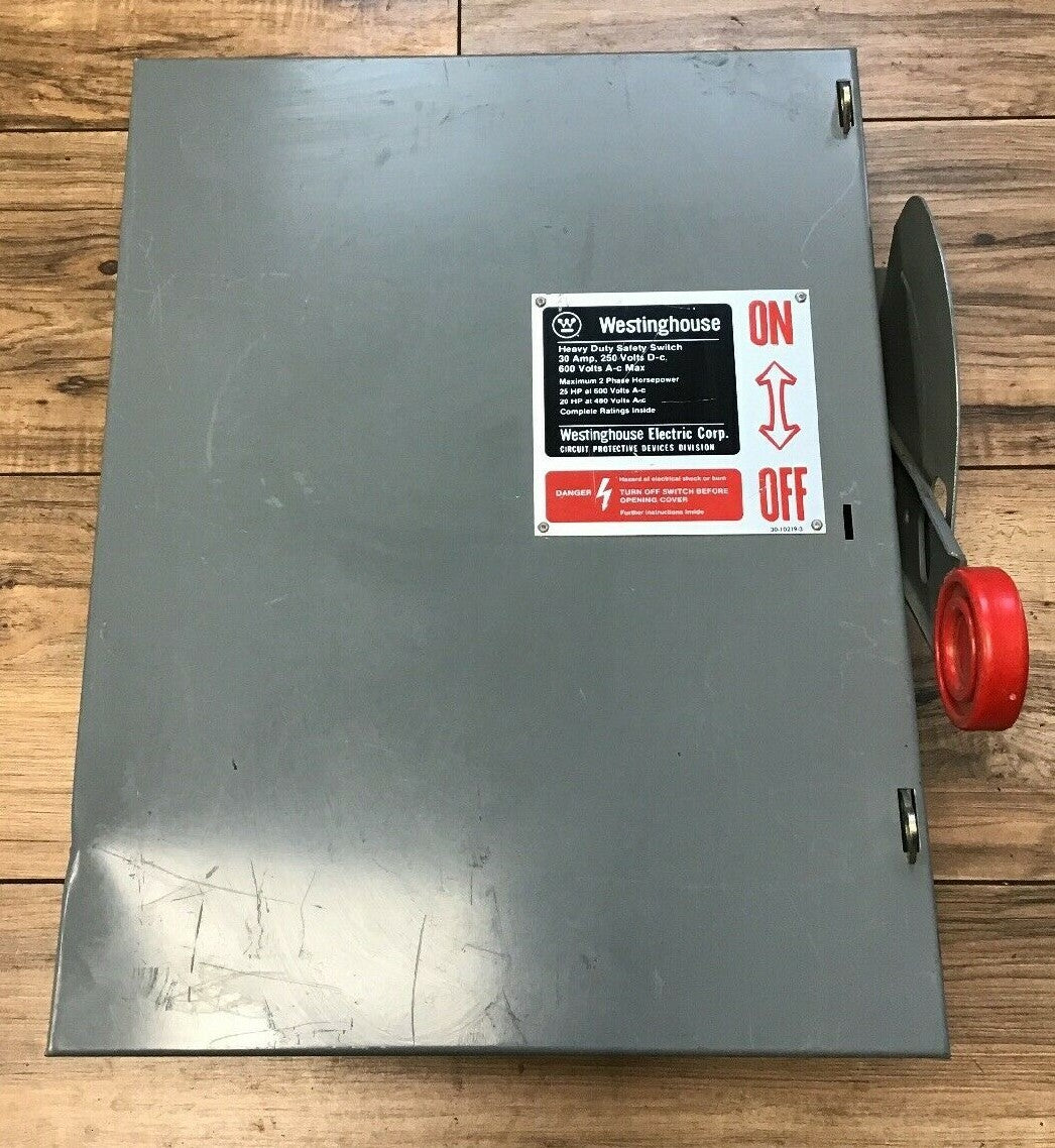 WESTINGHOUSE DH461UGK SAFETY SWITCH 30AMP 250VDC/600VAC 2PH 4POLE0