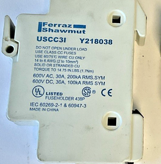 FERRAZ SHAWMUT USCC3I FUSE HOLDER 30A 600VAC 600VDC3
