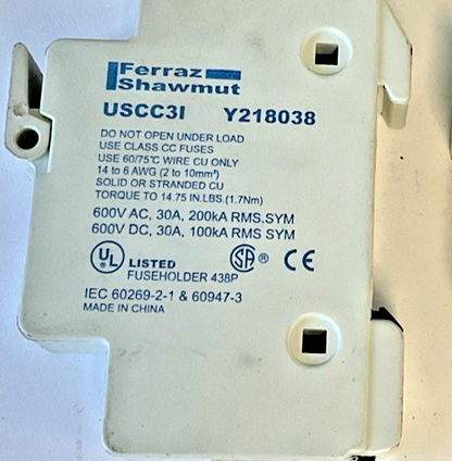 FERRAZ SHAWMUT USCC3I FUSE HOLDER 30A 600VAC 600VDC3