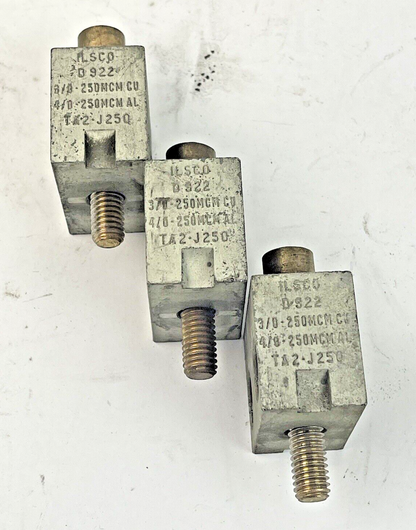 ILSCO *LOT OF 3* - TA2-J250 / D922 - LUGS - 3/0-250MCM CU, 4/0-250MCM AL0