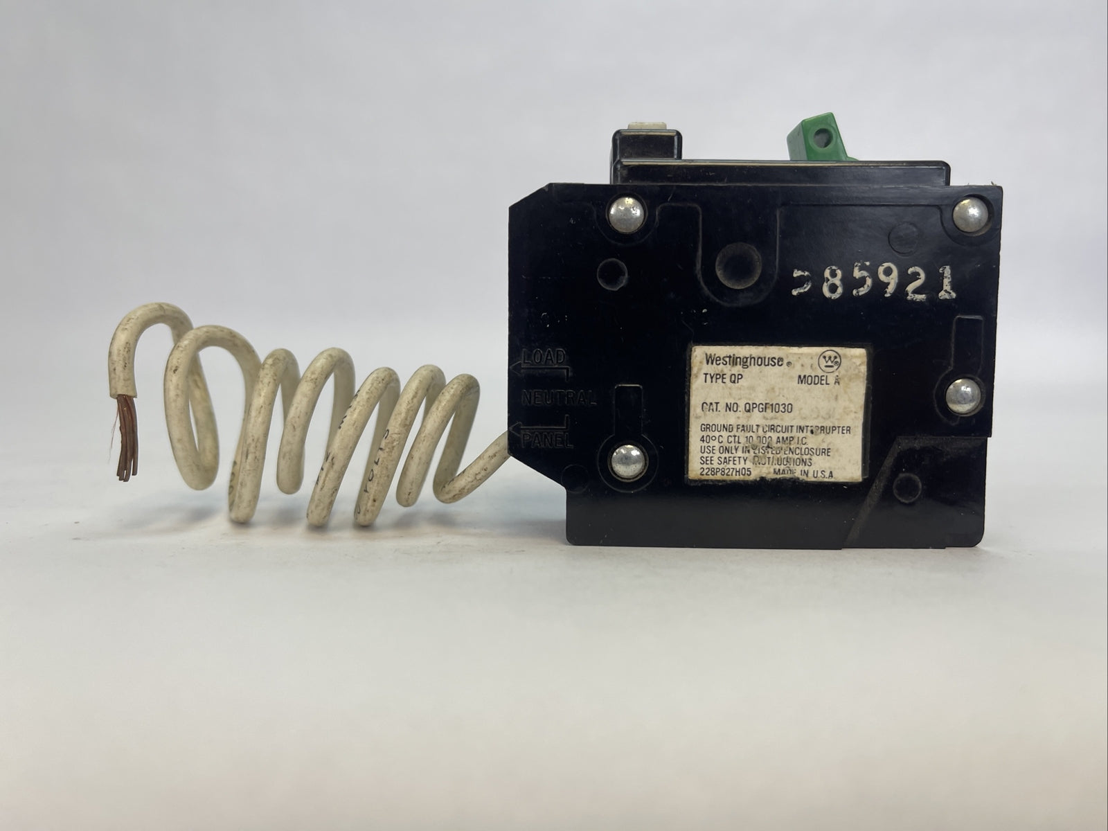 CUTLER HAMMER / WESTINGHOUSE QPGF1030 GROUND FAULT CIRCUIT BREAKER 30A 1P 120VAC2