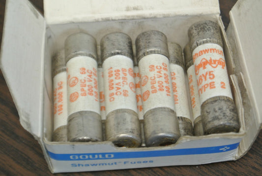 LOT of 9 / GOULD-SHAWMUT A6Y5 AMP-TRAP® FUSE / 5A / 600V / NEW SURPLUS0
