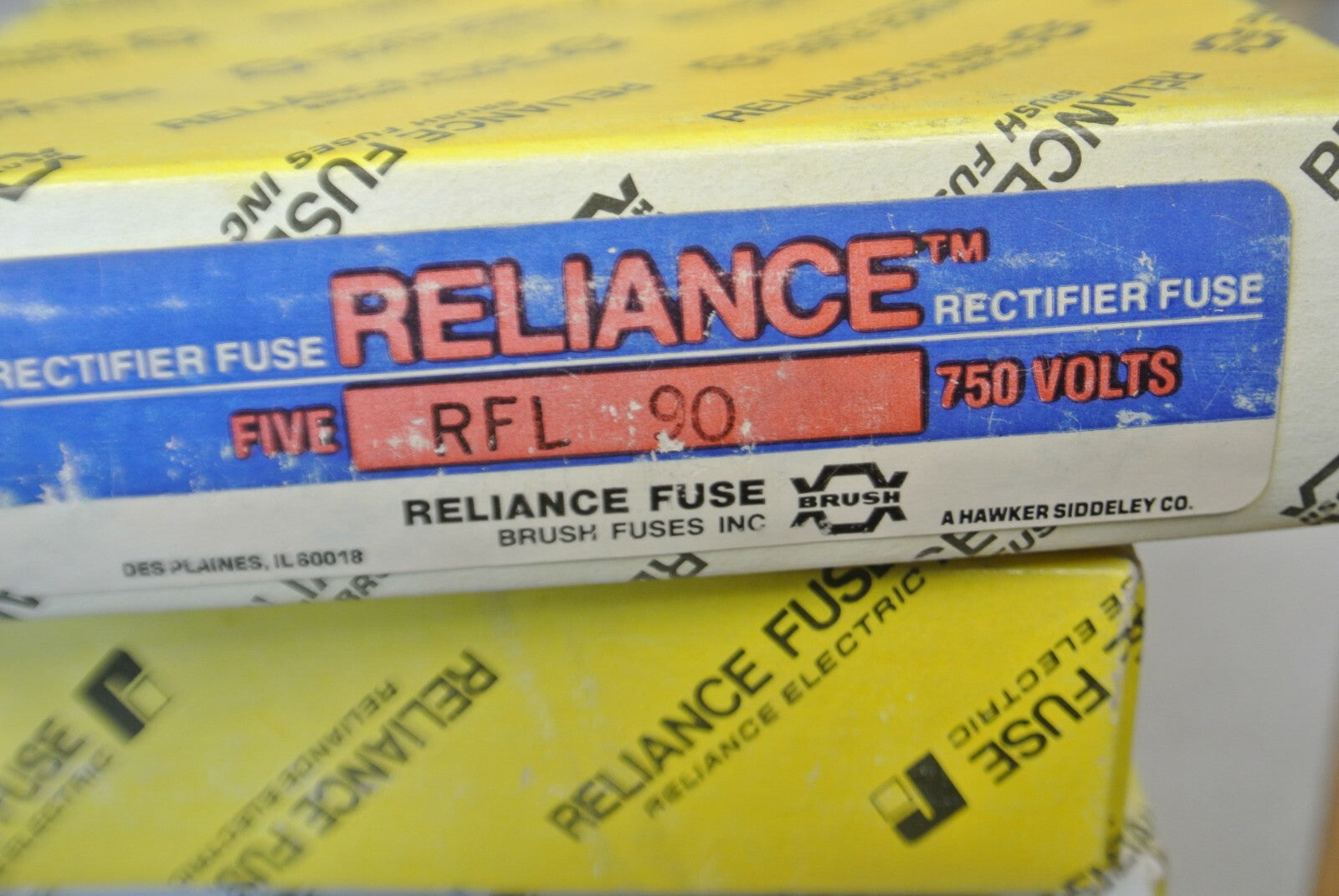 BOX of 5 / RELIANCE RFL90 RECTIFIER FUSES / 750V / 90A / NEW SURPLUS3