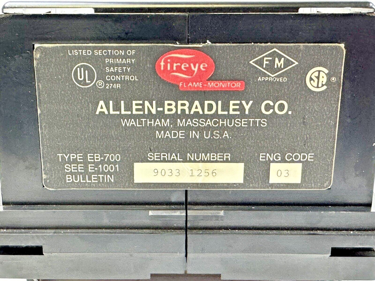 FIREYE - EB-700 - FLAME-MONITOR - CHASSIS ONLY - BURNER MANAGEMENT CONTROL7