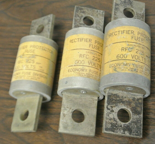 LOT of 3 / ECONOMY RFC225 RECTIFIER PROTECTOR FUSE / 225A / 600V0