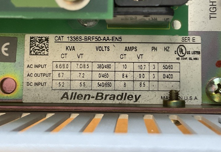 ALLEN BRADLEY 1336S-BRF50-AA-EN5 SER E 1336 PLUS SENSORLESS VECTOR DRIVE1