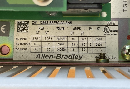 ALLEN BRADLEY 1336S-BRF50-AA-EN5 SER E 1336 PLUS SENSORLESS VECTOR DRIVE1