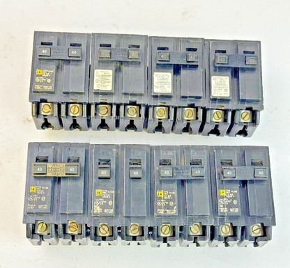 SQUARE D **LOT OF 8** HOM240 - CIRCUIT BREAKERS - 2 POLE/ 40 A/ 240 VAC1