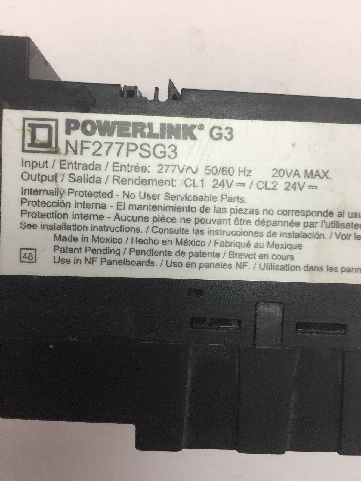 SQUARE D NF277PSG3 POWERLINK G3 POWER SUPPLY INPUT 277VAC OUTPUT 24CVDC 3