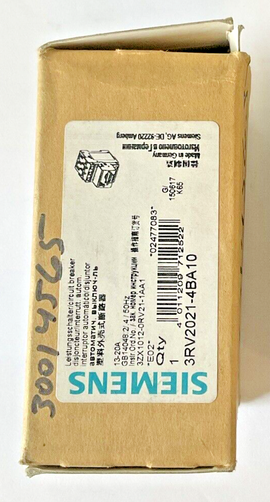 SIEMENS 3RV2021-4BA10 MOTOR CONTROL 13-20A 50HZ1