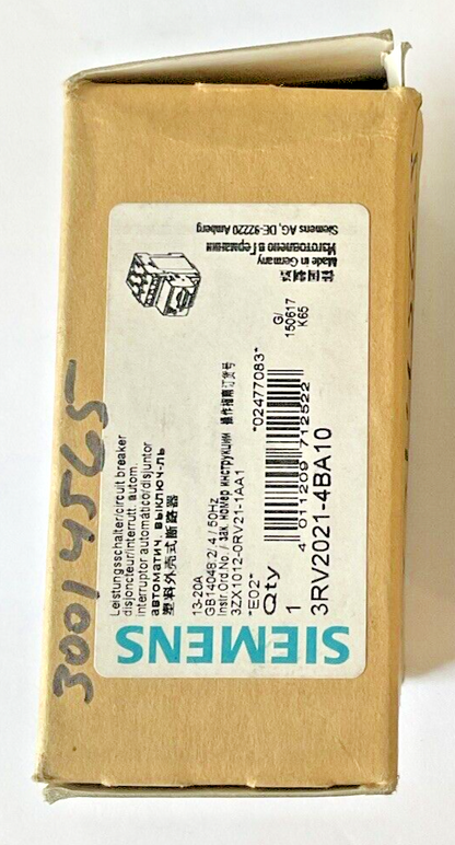 SIEMENS 3RV2021-4BA10 MOTOR CONTROL 13-20A 50HZ1