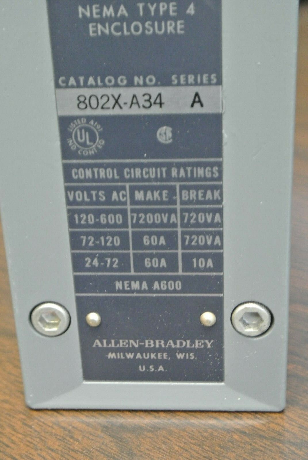 ALLEN-BRADLEY 802X-A34 WATERTIGHT LIMIT SWITCH / 24-600VAC / NEW SURPLUS4