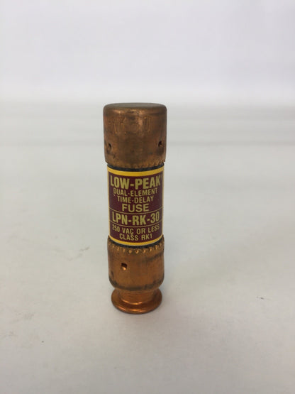 BUSSMAN LOW-PEAK LPN-RK-30 DUAL ELEMENT TIME-DELAY FUSE 250VAC 30AMP (LOT OF 7)0