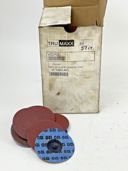 TRU-MAXX *BOX OFF 57* 65227050-  TYPE R -Qck Change Disc: 3″,120 Grit,A/O,Coated0