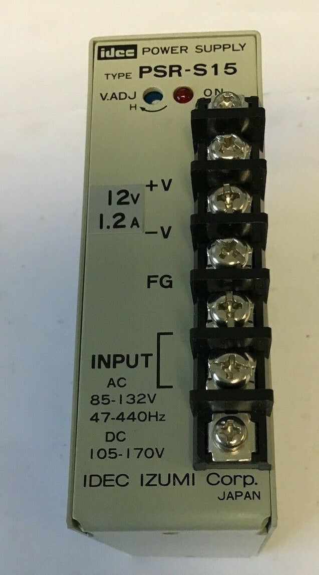 IDEC PSR-S15 PWER SUPPLY 85-132VAC 47-440HZ 105-170VDC  12V 1.2A2