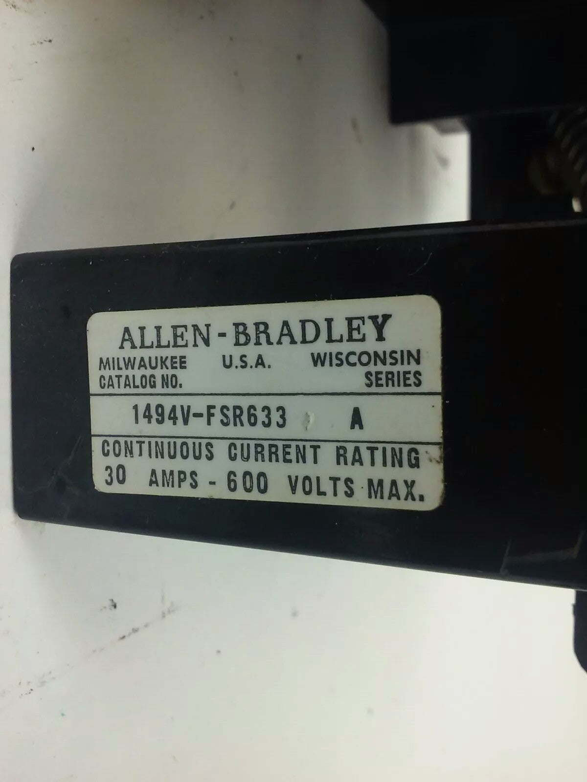 ALLEN BRADLEY 1494V-DS30 SER. A, FUSIBLE SWITCH, 3PH, 3P, 30A, 600V,1494V-FSR6337
