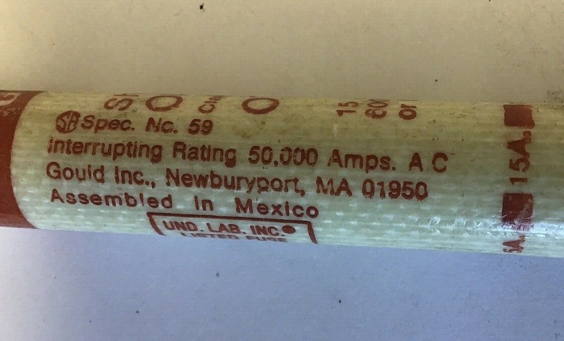 GOULD OTS15 SHAWMUT ONE-TIME FUSE 15A CLASS K5 600VAC***LOTOF6***3