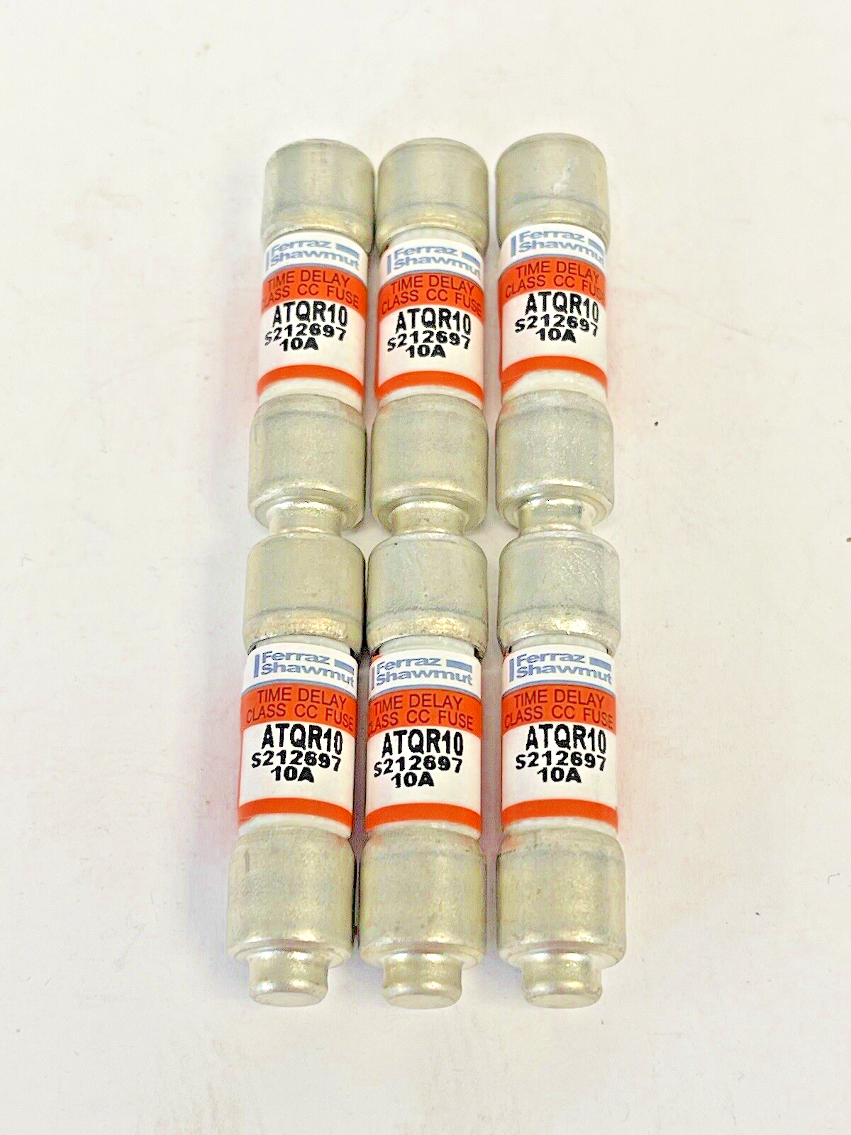 MERSEN - *BOX OF 6* - ATQR10- 10 AMP, 600 VAC, TIME-DELAY, AMP-TRAP, CLASS CC1