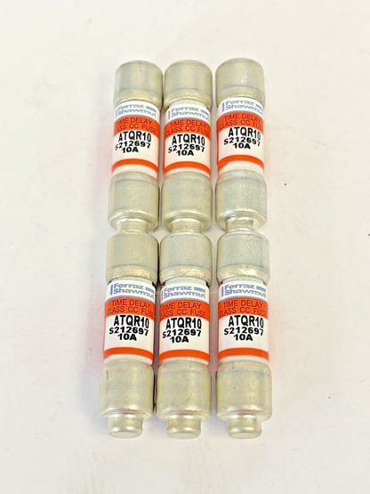 MERSEN - *BOX OF 6* - ATQR10- 10 AMP, 600 VAC, TIME-DELAY, AMP-TRAP, CLASS CC1