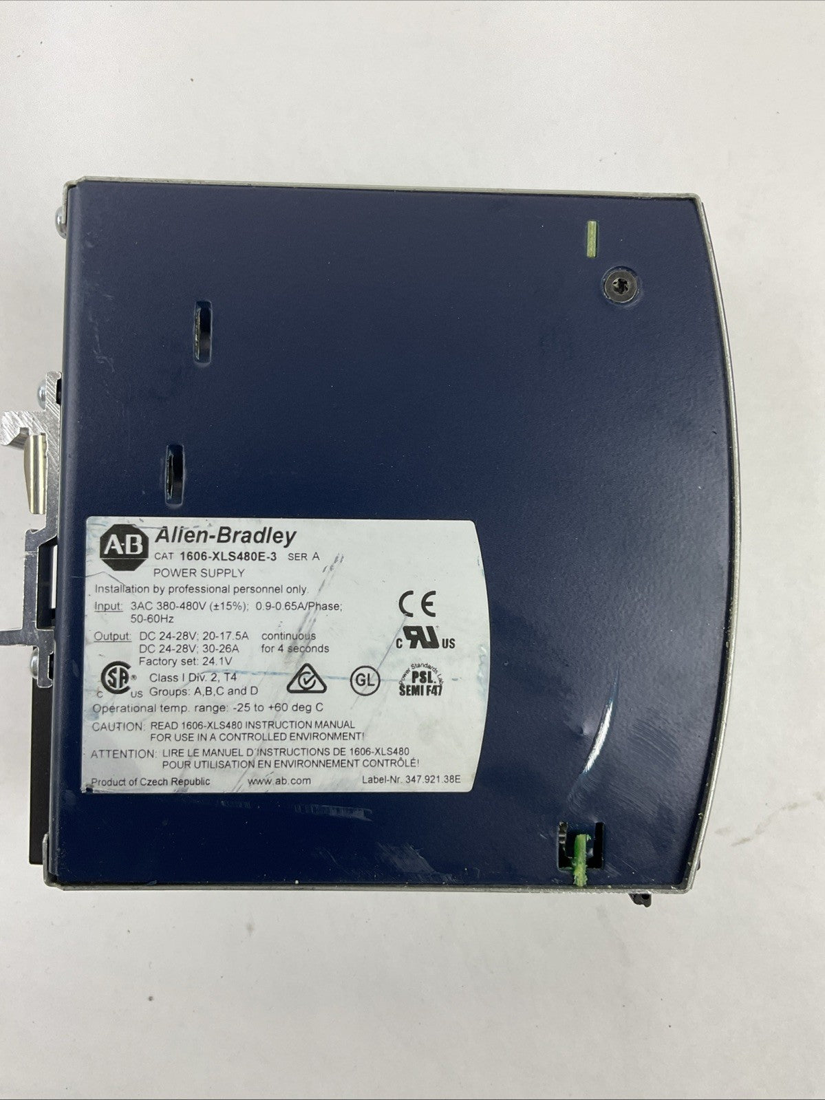ALLEN BRADLEY 1606-XLS480E-3 SER A POWER SUPPLY OUTPUT 24-28VDC INPUT 380-480VAC1