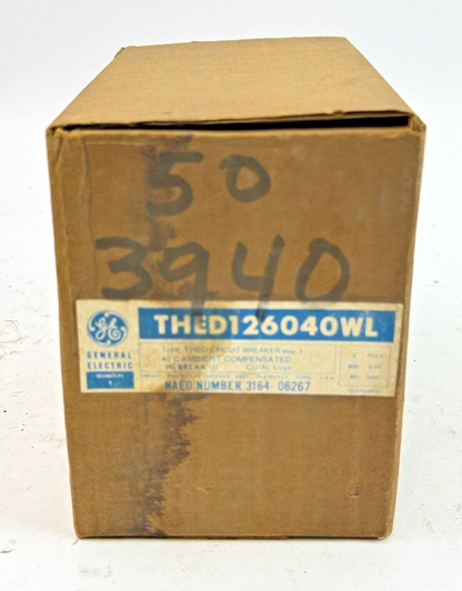 GE - THED12604WL - CIRCUIT BREAKER - 2 POLE, 600 VAC, 40 A - NEW1