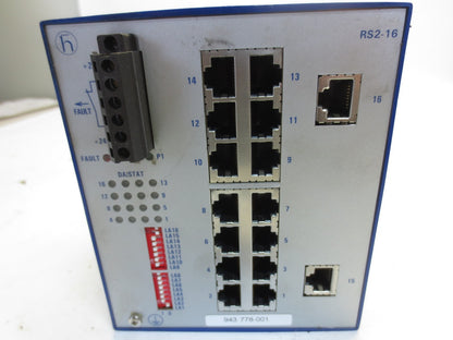 HIRSCHMANN RS2-16 UNMANAGED ETHERNET RAIL SWITCH - 18-32VDC, 0.35-0.25A0