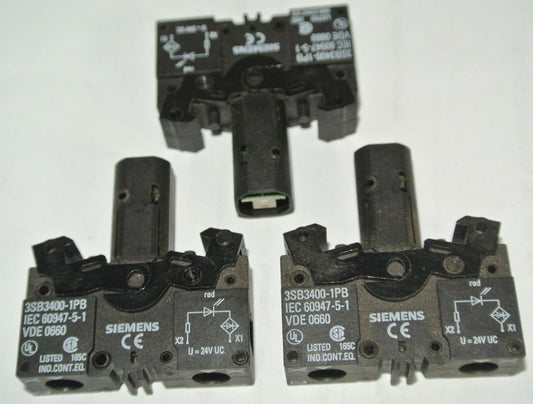 SIEMENS 3SB3400-1PB ACTUATOR/INDICATOR COMPONENT w/ INTEGRATED LED 24V AC/DC 0