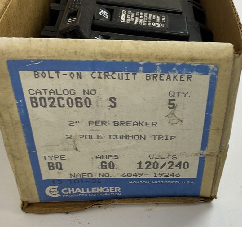 CHALLENGER BQ2C060 CIRCUIT BREAKER 120/240VAC 60A ***LOTOF5***2