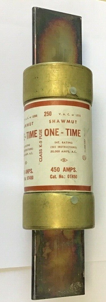 SHAWMUT OT450 450A 250VAC ONE-TIME FUSE CLASS K-5 0
