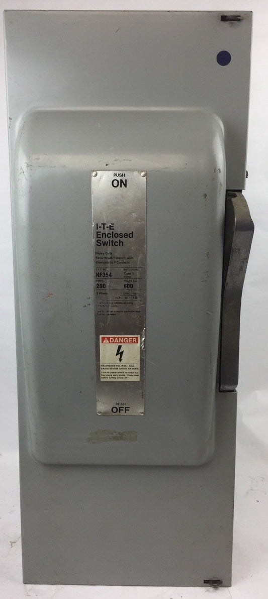 ITE NF354 VACU-BREAK SWITCH W/CLAMPMATIC CONTACTS 200 AMPS 600 VAC HEAVY DUTY0