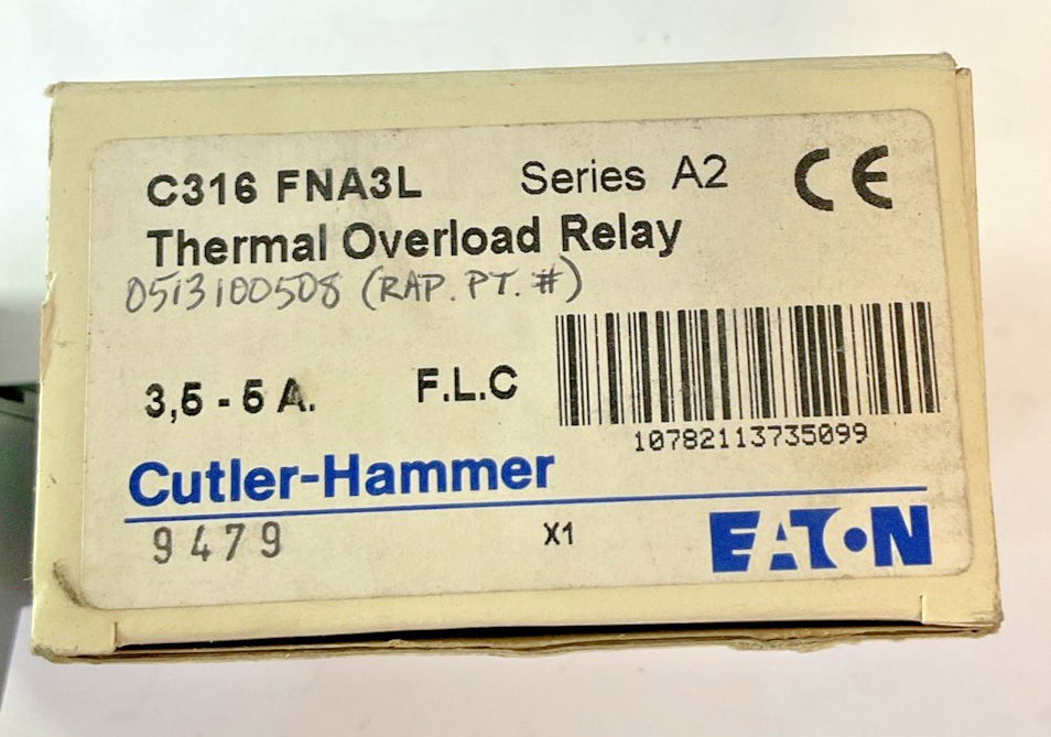 CUTLER HAMMER C316 FNA3L THERMAL OVERLOAD RELAY SER.A2 3.5-5A 690V 10A1
