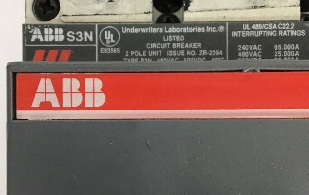ABB S3N CIRCUIT BREAKER 100AMP 2 POLE 480VAC/500VDC 1
