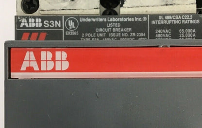 ABB S3N CIRCUIT BREAKER 100AMP 2 POLE 480VAC/500VDC 1