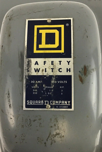 SQUARE D H-221 SAFETY SWITCH SER.A2 30A 240VAC/250VDC 5HP 1