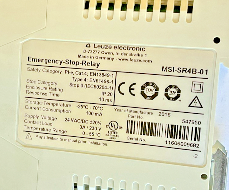 LEUZE MSI-SR4B-01 EMERGENCY STOP RELAY 24VAC/VDC3