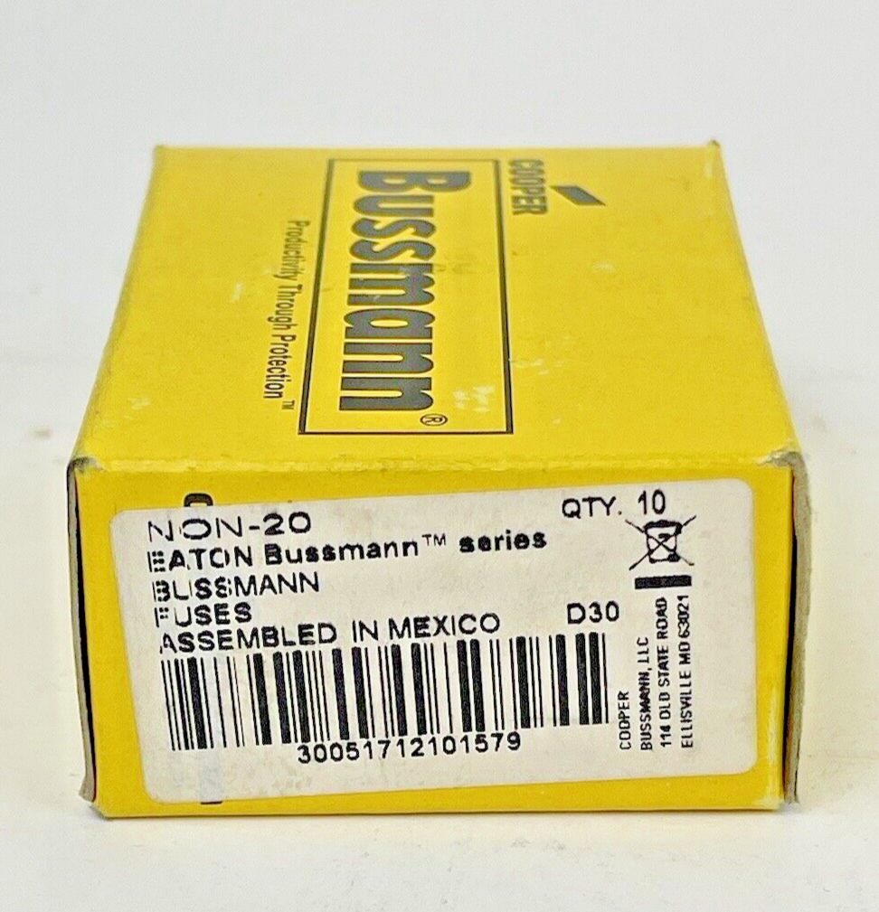 BUSSMANN EATON - BOX OF 10 - NON-20 - 20A 250V AC, K5, 2" FUSE - Cylindric0