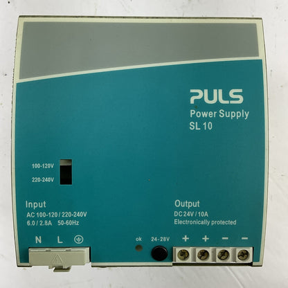 PULS SL10.105 POWER SUPPLY OUTPUT 24-28VDC 10A INPUT 100-120/200-240VAC 6/2.8A0
