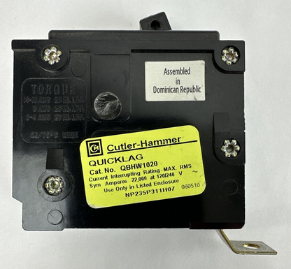 CUTLER HAMMER QBHW1020 CIRCUIT BREAKER 20AMP 1POLE 120/240VAC1
