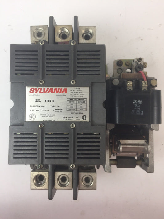 SYLVANIA T77U035 CONTACTOR 600VAC SIZE 5 TYPE TM  TB161-1 COIL 110-120V 60HZ 0