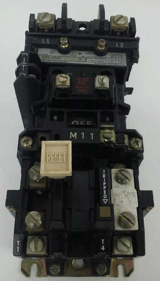 ALLEN BRADLEY 509-AOXD, SER. B, STARTER, 120V COIL CONTACTS GREAT CONDITION0