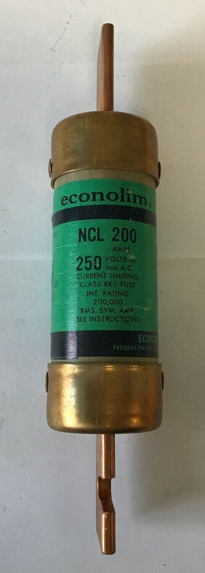 ECONOMY FUSE NCLR200 CURRENT LIMITING FUSE CLASS RK1 250VAC ***LOTOF3***1