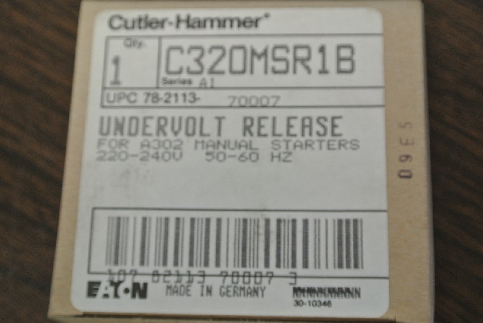 CUTLER-HAMMER C320MSR1B UNDERVOLT RELEASE for A302 MANUAL STARTER / 220-240V1