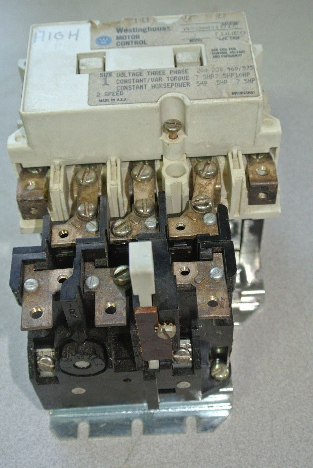 WESTINGHOUSE 505C808G15 / 9084A71HD1 STARTER w/ AA13A OVERLOAD RELAY - 24V 60Hz2