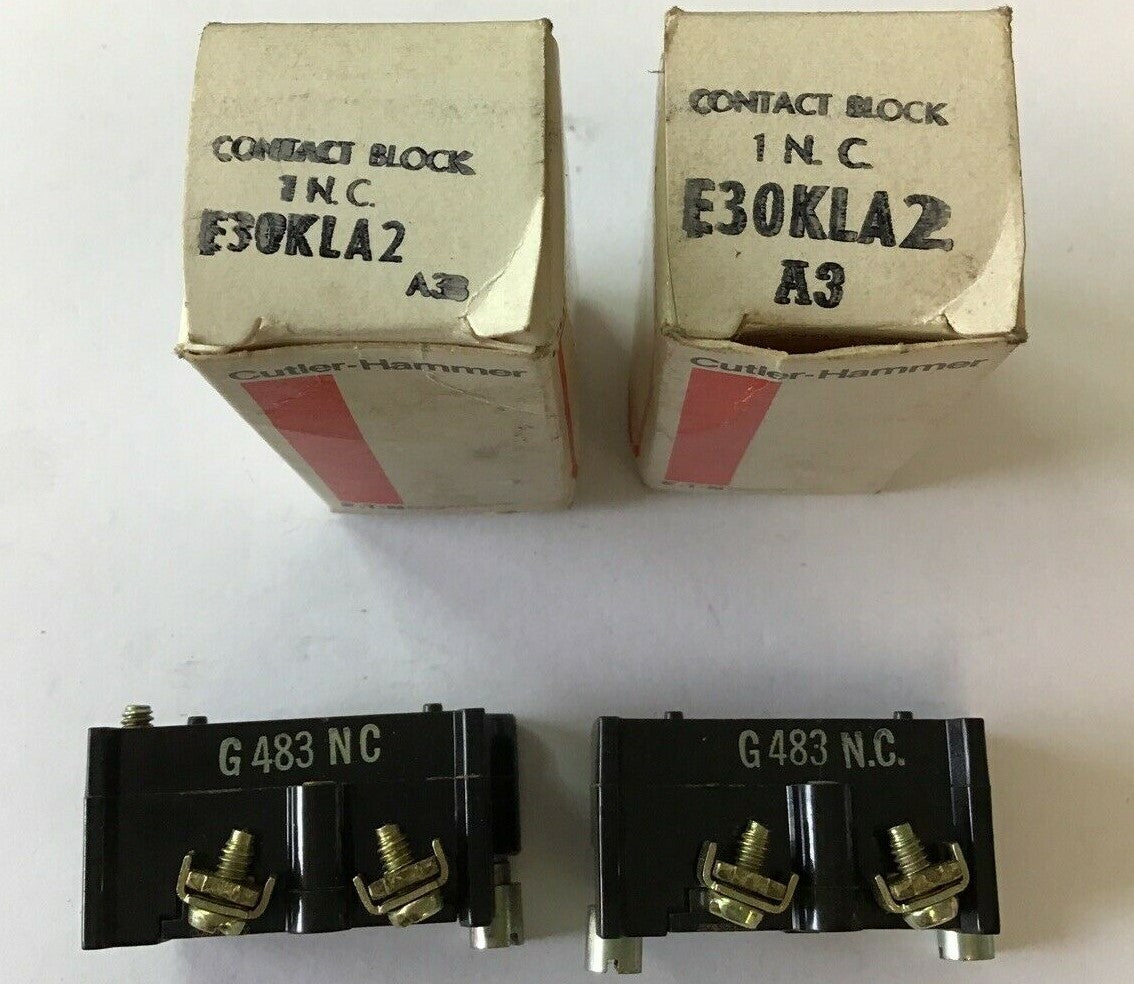 CUTLER HAMMER E30KLA2 CONTACT BLOCK A3 1N.C***LOTOF2***0