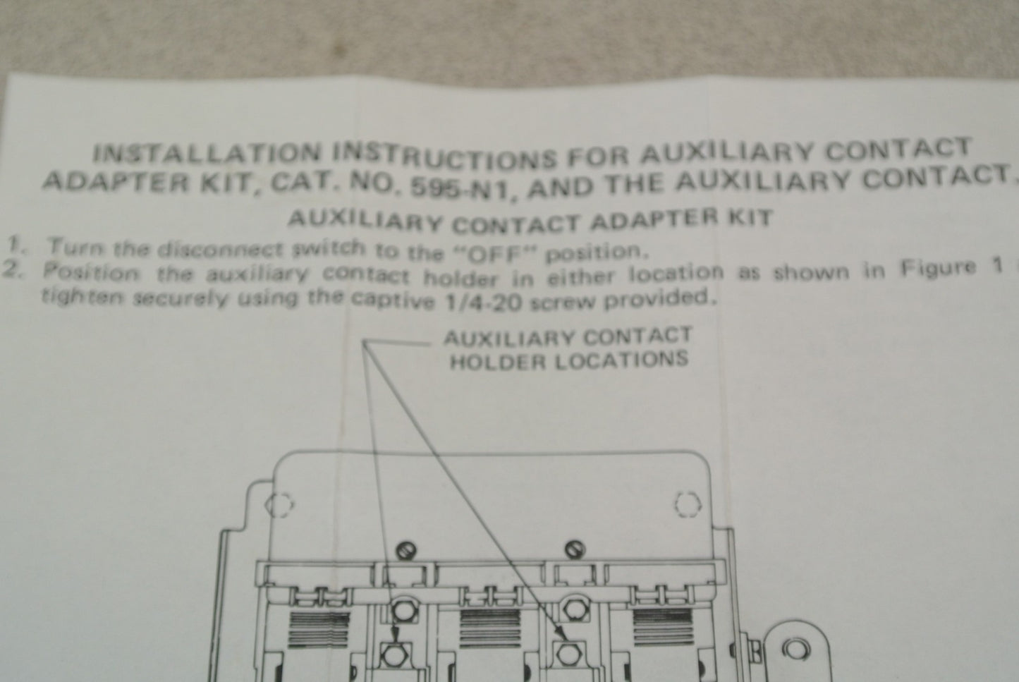 ALLEN-BRADLEY 595-N1 AUXILIARY CONTACT ADAPTER KIT / 200A & 400A DISCONN. SWITCH7