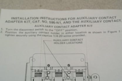 ALLEN-BRADLEY 595-N1 AUXILIARY CONTACT ADAPTER KIT / 200A & 400A DISCONN. SWITCH7